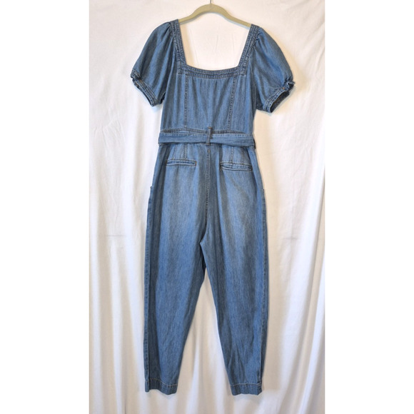 Anthropologie Pilcro Womens Blue Square-Necked Denim Jumpsuit US 8P - Picture 9 of 11